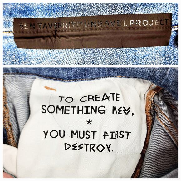 Ben Taverniti Unravel Project Skinny Jean 24 Women Lt Blue Button Fly High Rise - Picture 3 of 13